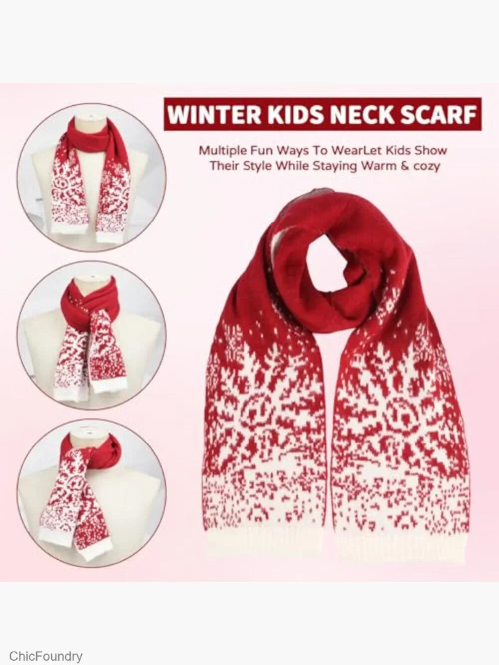Kids Winter Hat Gloves Scarf Set Fleece Lined Beanie Pom Knit Neck Warmer